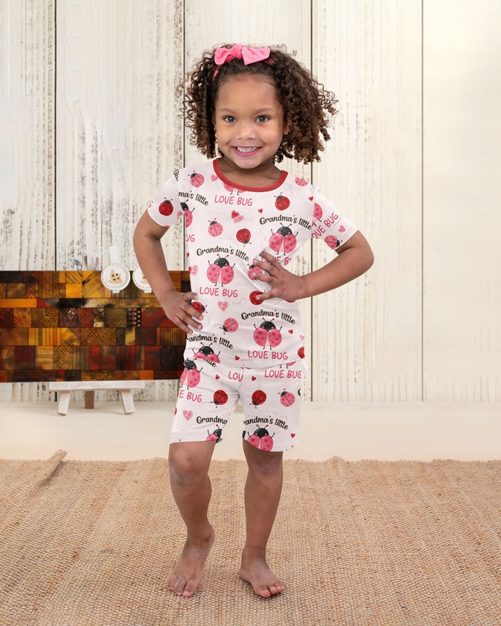 Grandma's Little Love Bug Bamboo Two Piece Short Sleeve Shorts Pajama Set