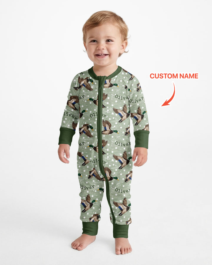 Custom Name Flying Mallard Duck Bamboo Convertible Zippy