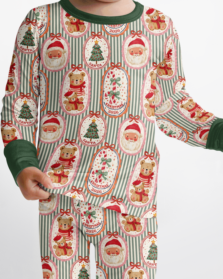 Teddy Bear Christmas Bamboo Two Piece Long Sleeve Pajama Set
