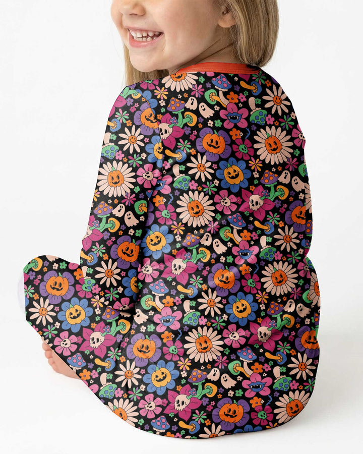 Halloween Flowers Bamboo Two Piece Long Sleeve Pajama Set