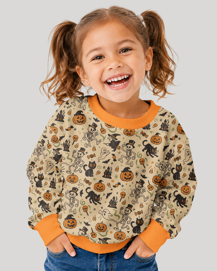 Vintage Skeleton Pumpkin Halloween Bamboo Crewneck Sweatshirt