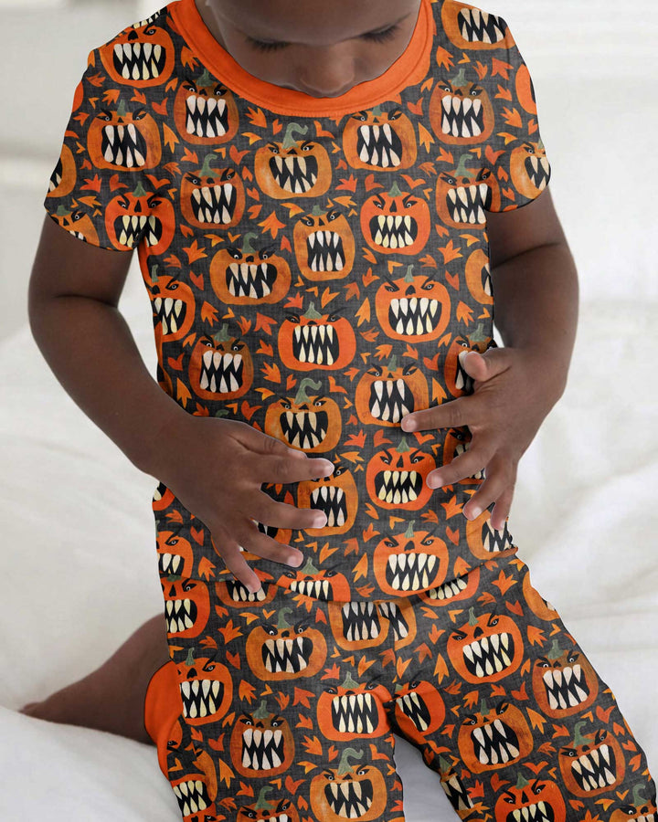 Pumpkin Monsters Bamboo Two Piece Short Sleeve Pajama Set