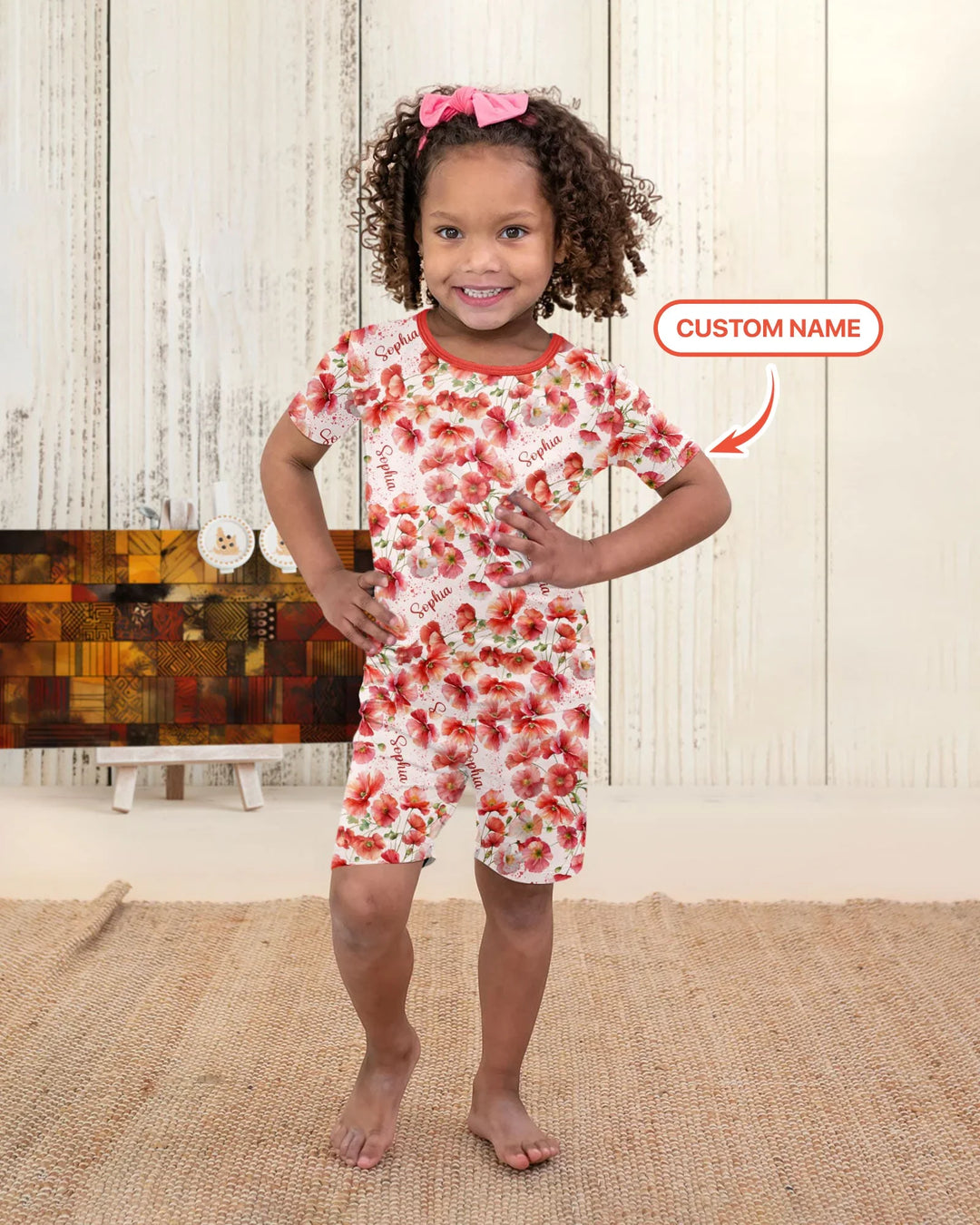 Zweiteiliges Pyjama-Set mit kurzen Ärmeln und Shorts im Sommer-Design