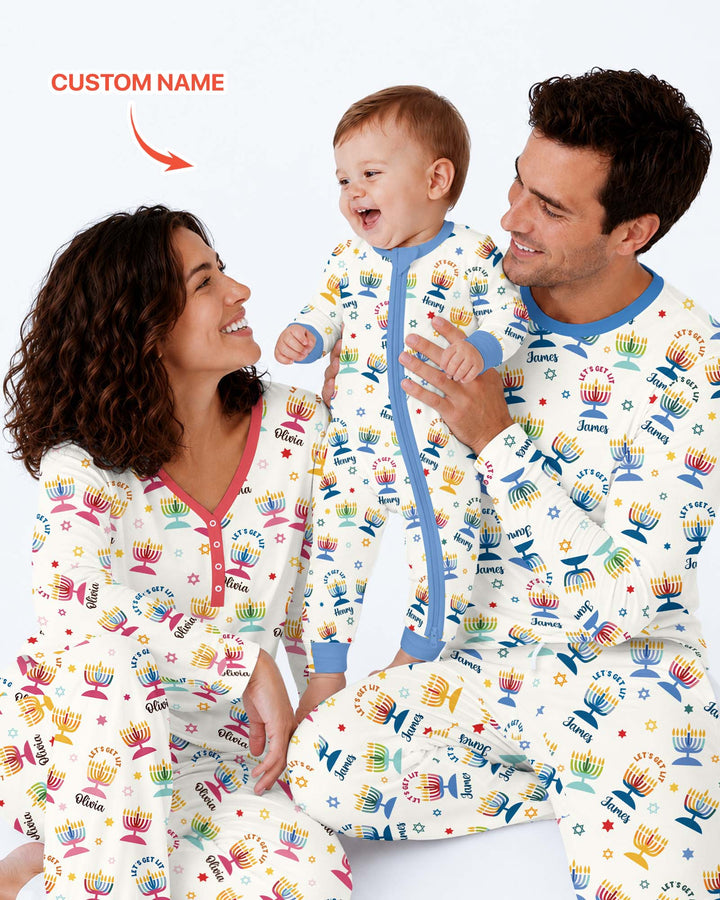 Let's Get Lit Hanukkah Bamboo Men's Pajama Set