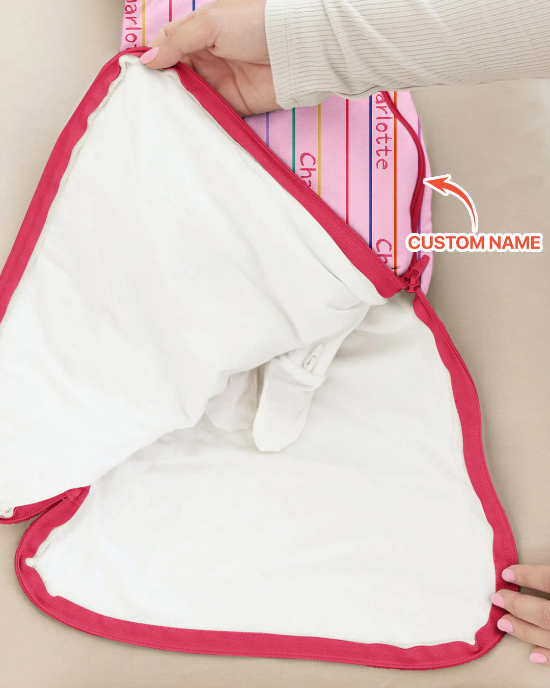Custom Name Crayon Lines Bamboo Sleep Bag