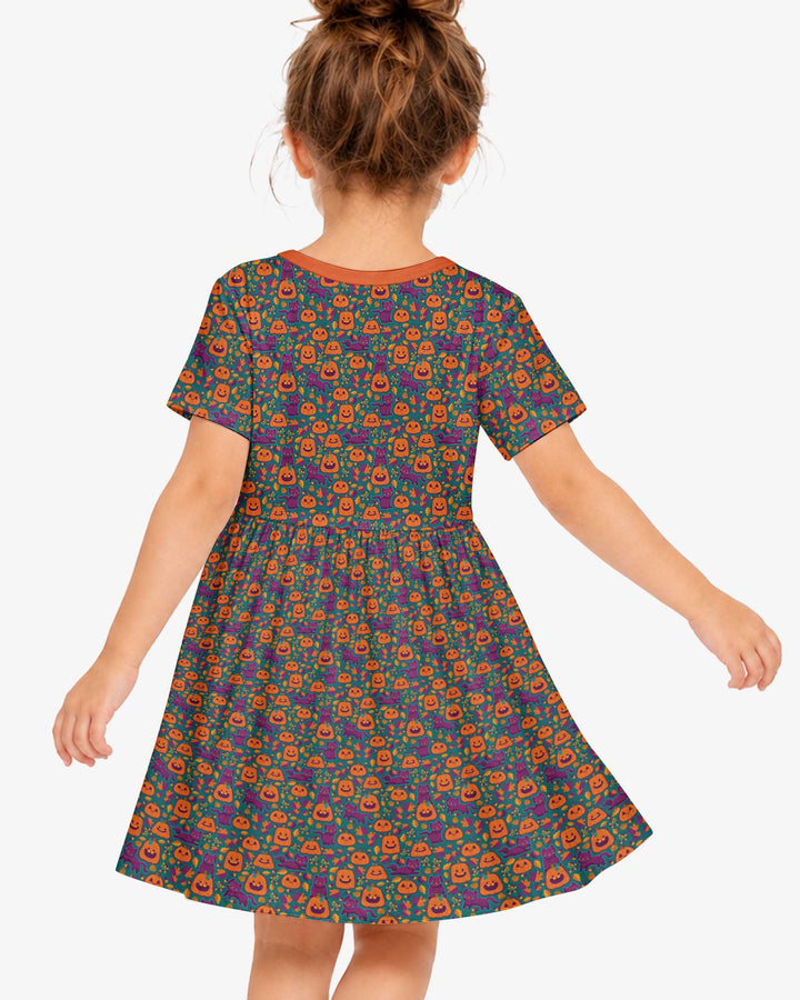 Cats and Pumpkins Bamboo Twirl Dress