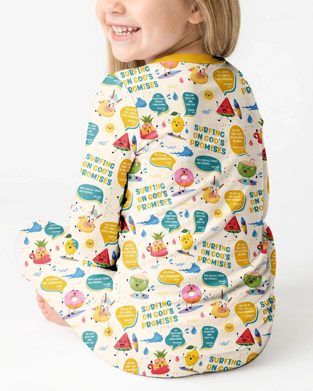 Zweiteiliges Langarm-Pyjama-Set mit Sommerfrüchten