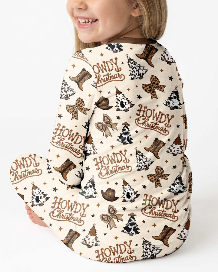Coquette Western Howdy Christmas Bamboo Two Piece Long Sleeve Pajama Set