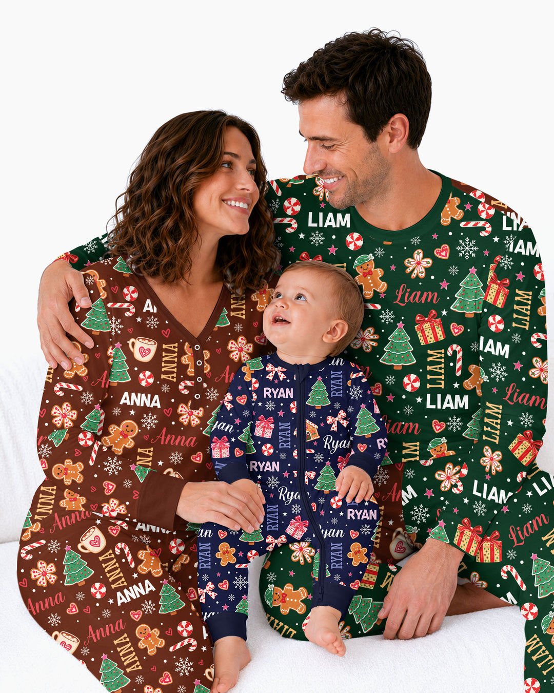 Custom Name Christmas Crew Family Matching Bamboo Women Pajama Set