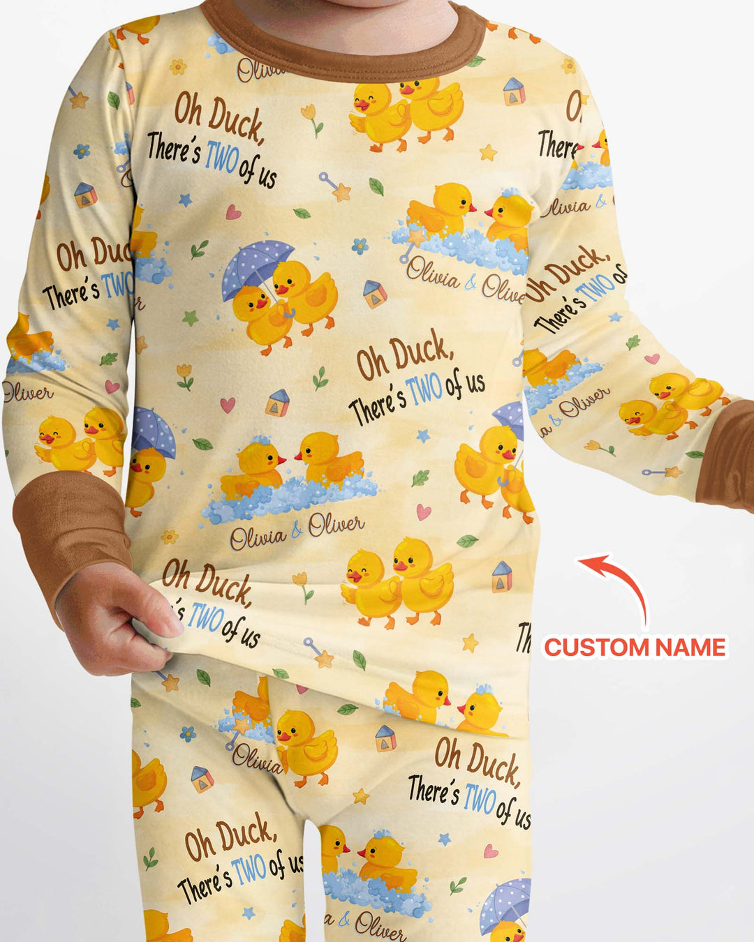 Oh Duck There's Two Of Us Twin Bamboo Two Piece Long Sleeve Pajama Set