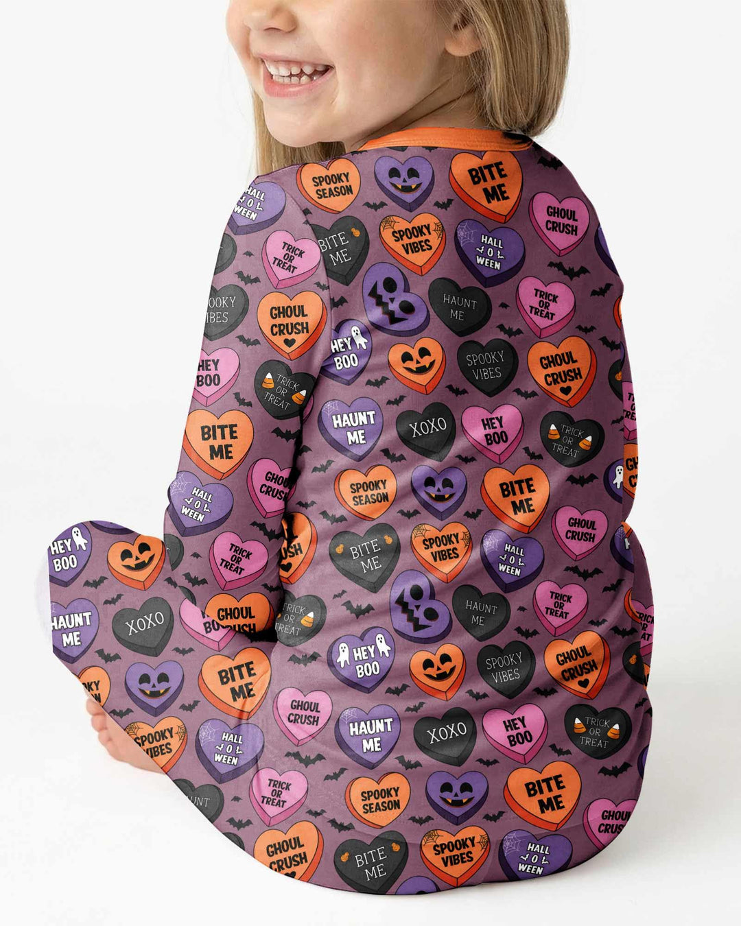 Candy Hearts Halloween Bamboo Two Piece Long Sleeve Pajama Set