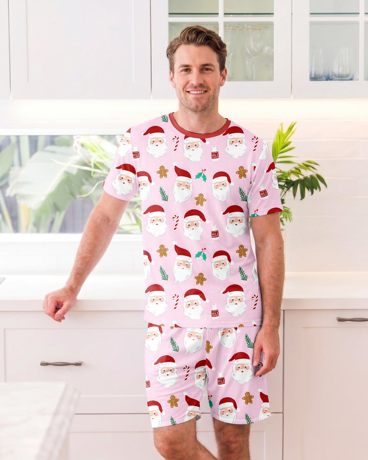 Christmas Sweet Santa Bamboo Men Short Sleeve Short Pajama Set