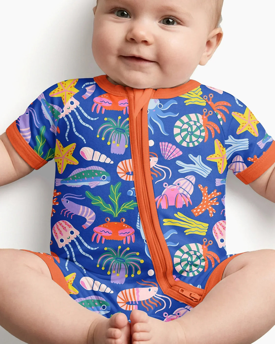 Under the Sea Bamboo Shorty Zippered Romper
