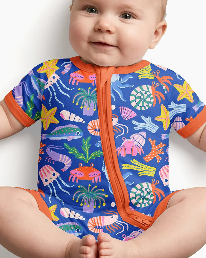 Under the Sea Bamboo Shorty Zippered Romper