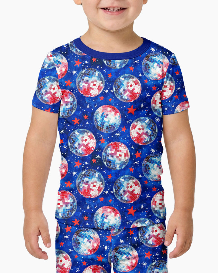 USA Disco Balls Bamboo Two Piece Short Sleeve Pajama Set