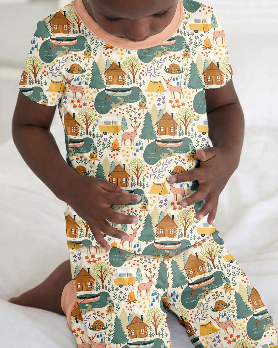 Lake View Camping Bamboo Two Piece Short Sleeve Pajama Set