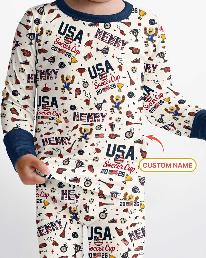 My First Soccer Cup 2026 Bamboo Two Piece Long Sleeve Pajama Set