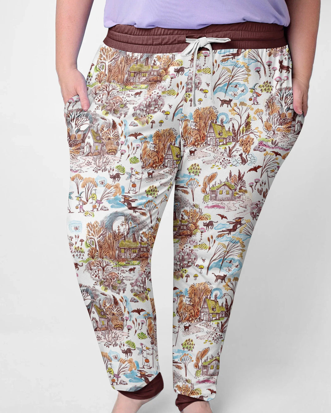 Whimsical Halloween Village Bamboo Women Pajama Set