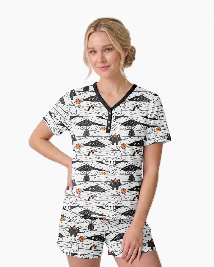Little Mummy Crew Bamboo Women Short Sleeve Short Pajama Set