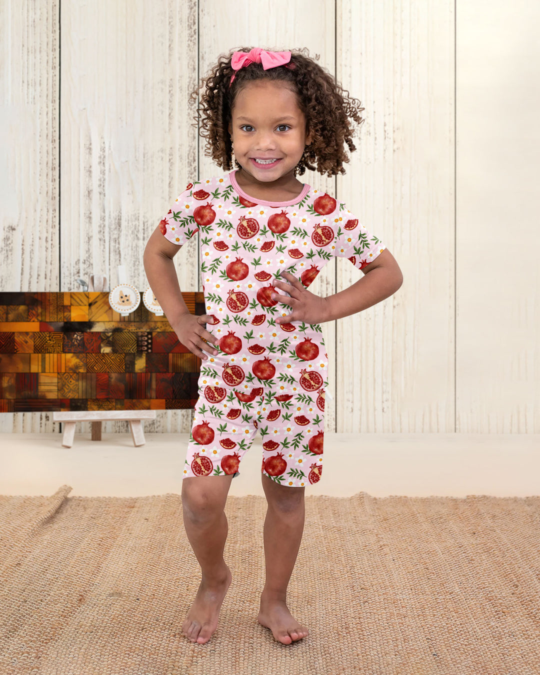 Pomegranate Garden Joy Family Matching Bamboo Two Piece Short Sleeve Shorts Pajama Set