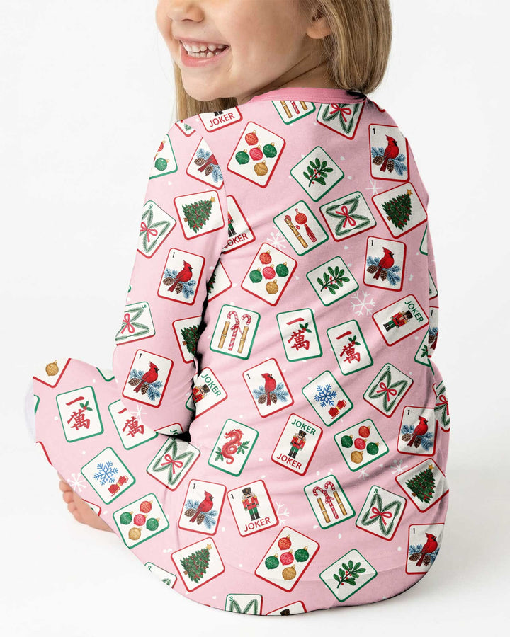 Christmas Mahjong  Bamboo Two Piece Long Sleeve Pajama Set