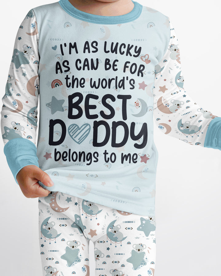 The World's Best Daddy Belongs To Me Bamboo Two Piece Long Sleeve Pajama Set