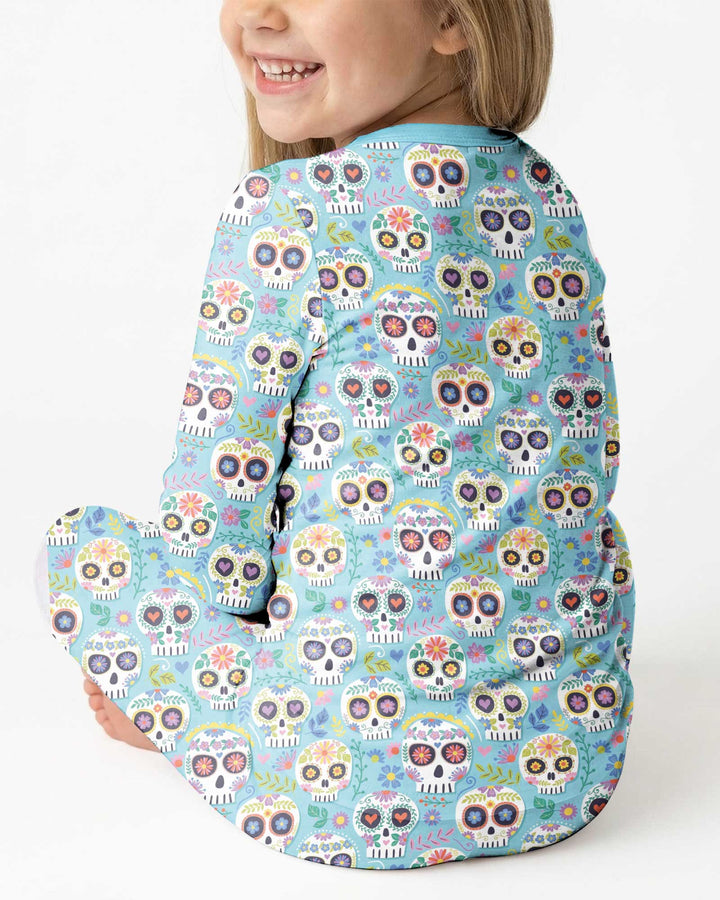 Floral Skull Bamboo Two Piece Long Sleeve Pajama Set