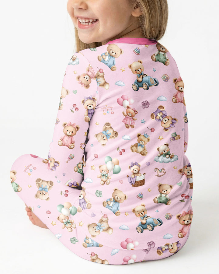 Kawaii Teddy Bamboo Two Piece Long Sleeve Pajama Set