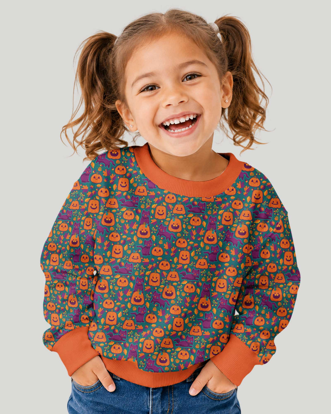 Cats and Pumpkins Bamboo Crewneck Sweatshirt