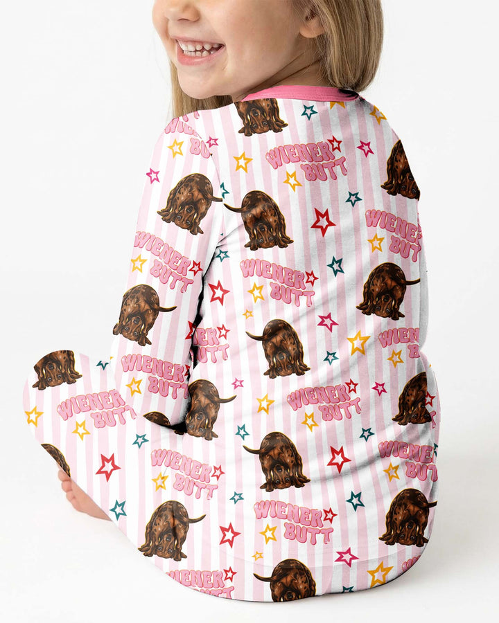 Guess What? Wiener Butt! Bamboo Two Piece Long Sleeve Pajama Set