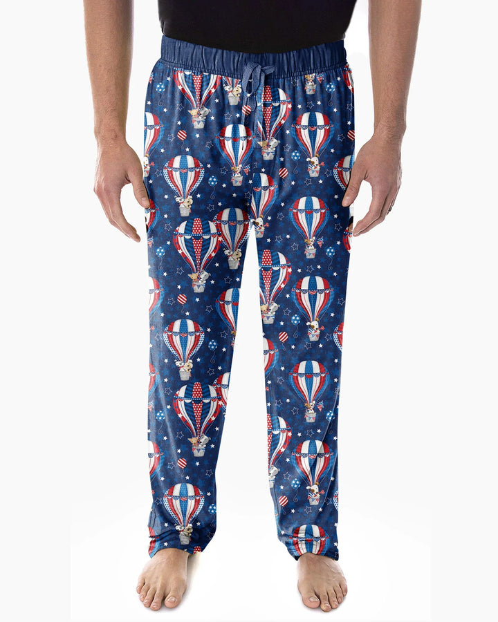 Patriotic Pups in Hot Air Balloons Family Matching Bamboo Men's Pajama Set