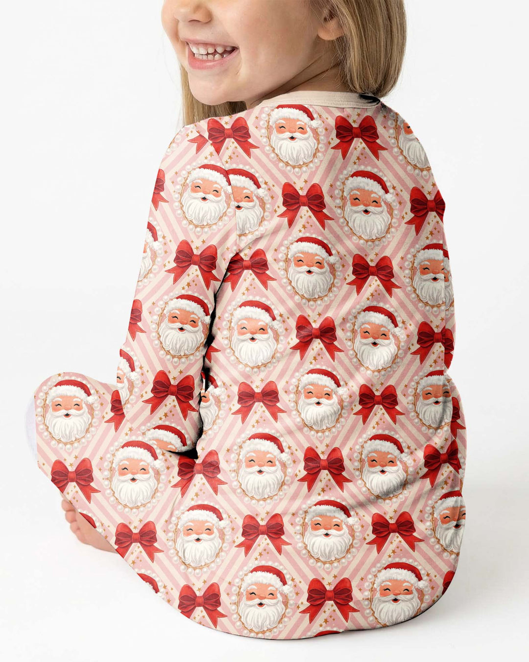Preppy Coquette Santa Mommy And Me Matching Bamboo Two Piece Long Sleeve Pajama Set