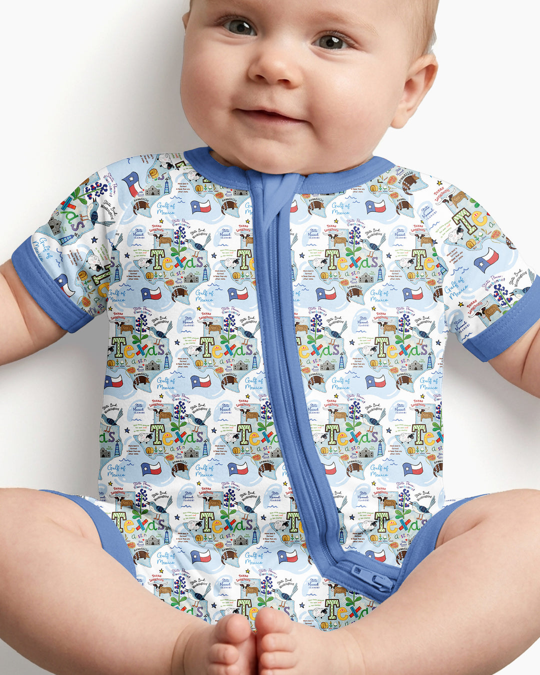 Texas Map Family Matching Bamboo Shorty Zippy