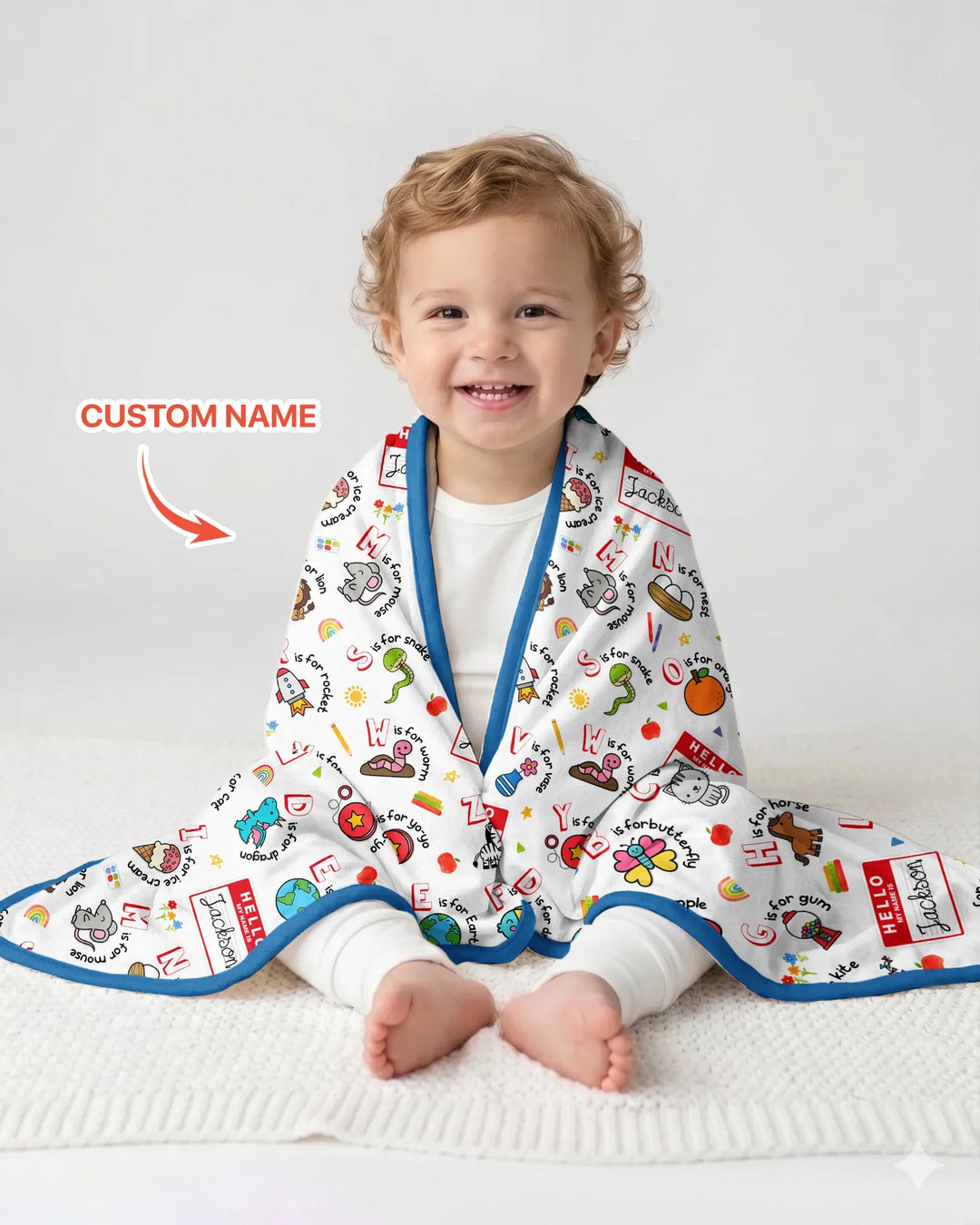 Custom Name Hello School ABCs Bamboo Blanket