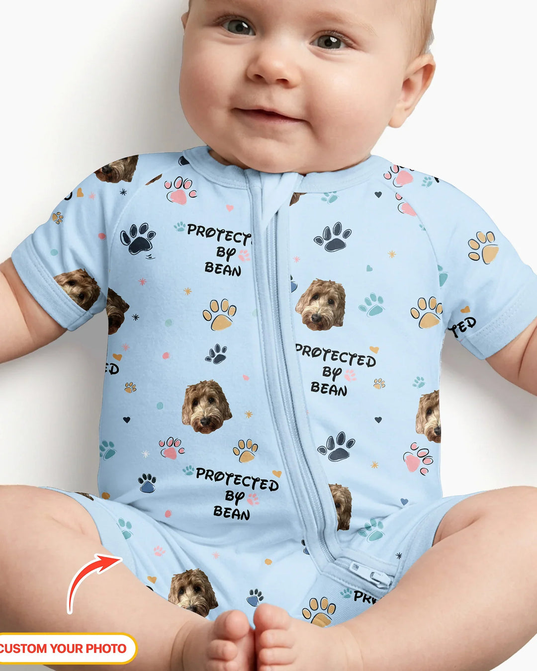 Gerippte Babykleidung mit individuellem Foto - Weich &amp; Skizzenhaft