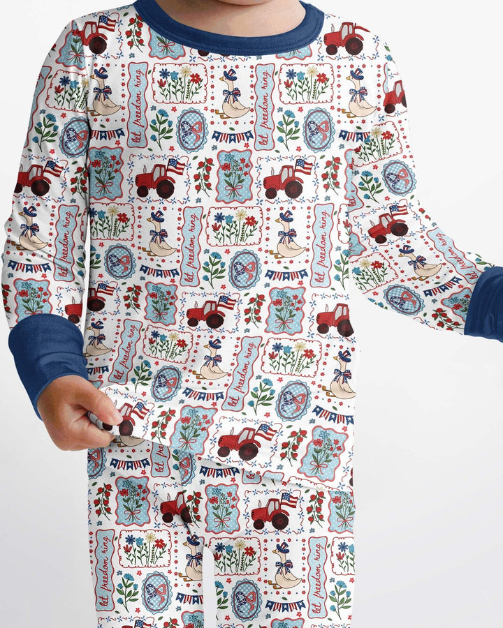 Zweiteiliges Langarm-Pyjama-Set mit Sommerfrüchten
