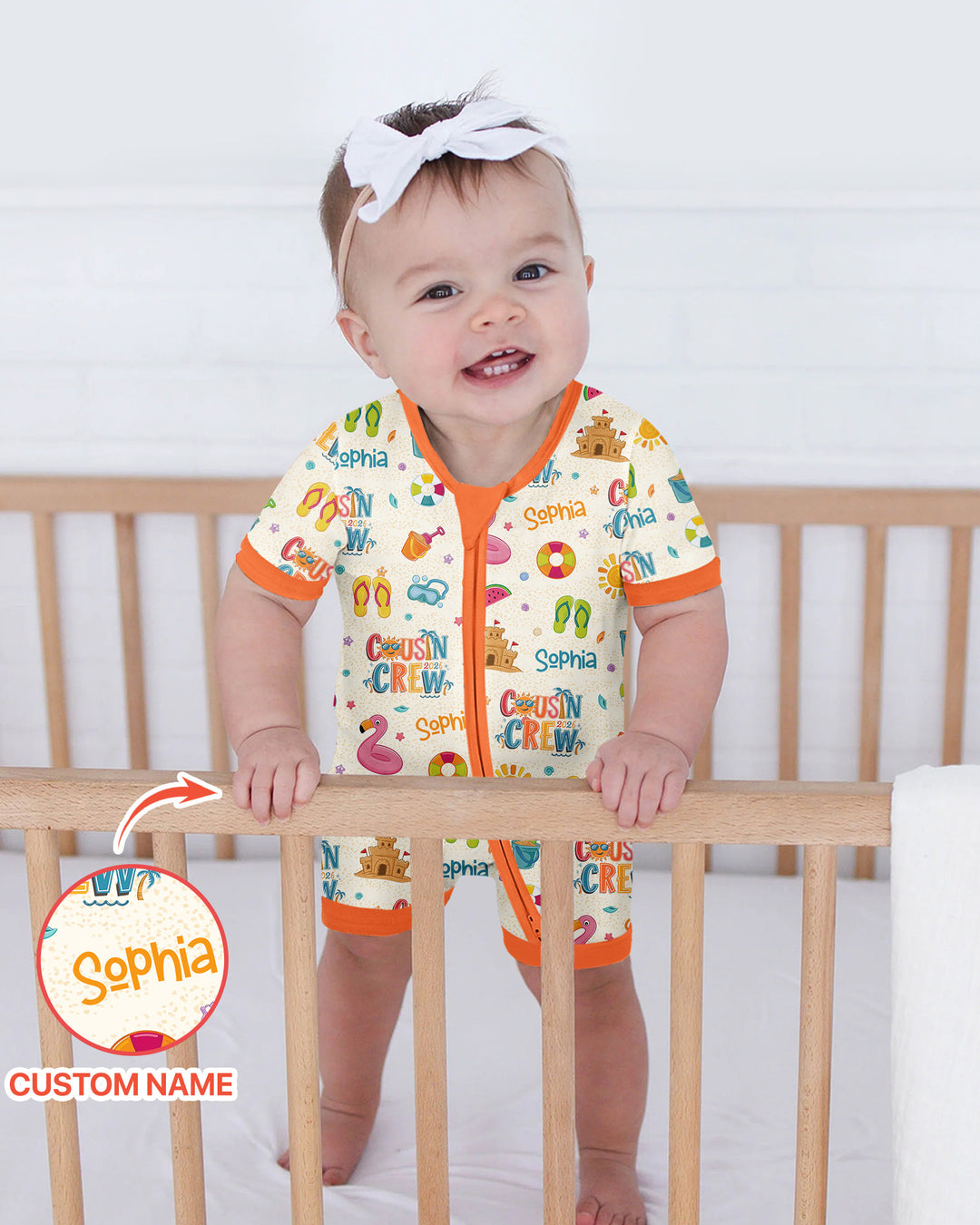 Custom Name Summer 2026 Cousin Crew Bamboo Shorty Zippy