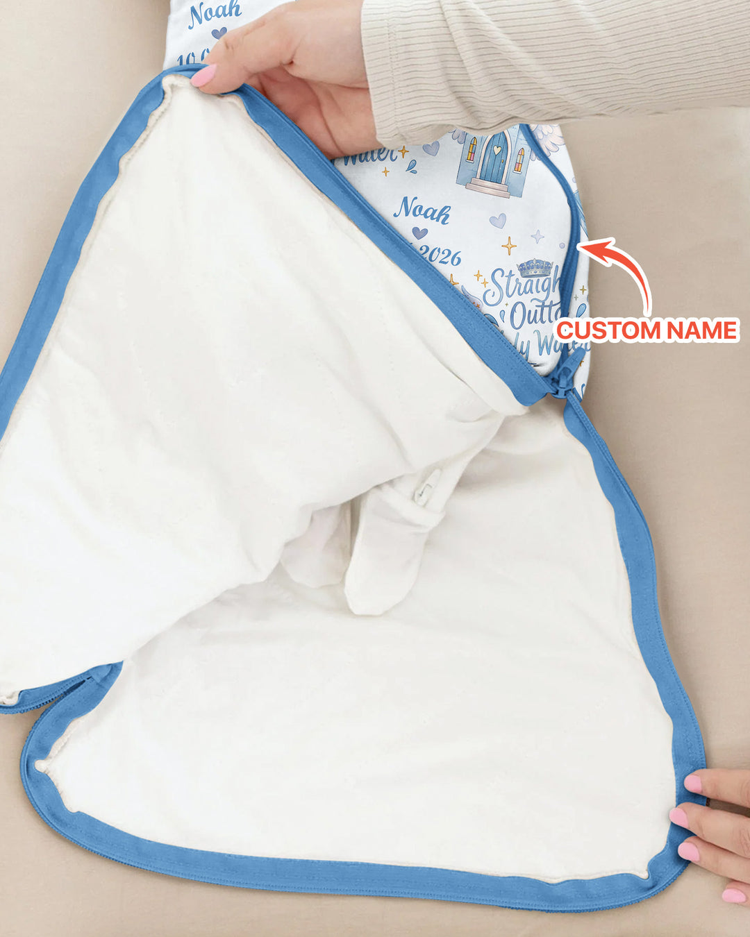 Schlafsack aus Bambus-Musselin – personalisierbar