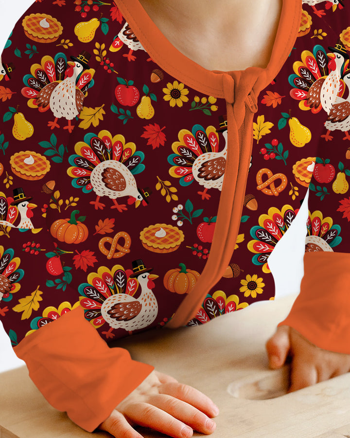 Festive Turkey Fall Harvest Bamboo Convertible Zippy