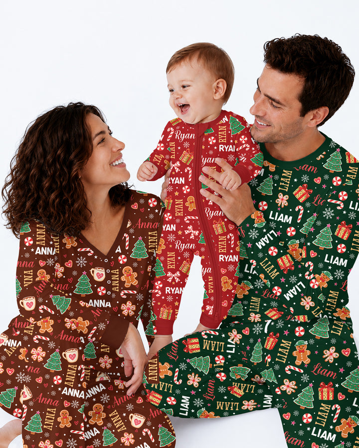 Custom Name Christmas Crew Family Matching Bamboo Men's Pajama Set