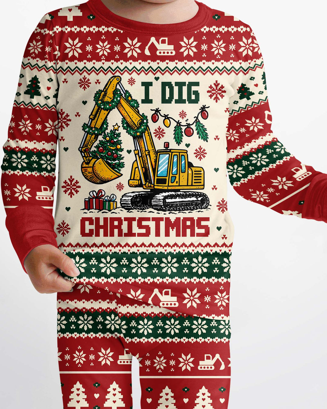 I Dig Christmas Ugly Bamboo Two Piece Long Sleeve Pajama Set