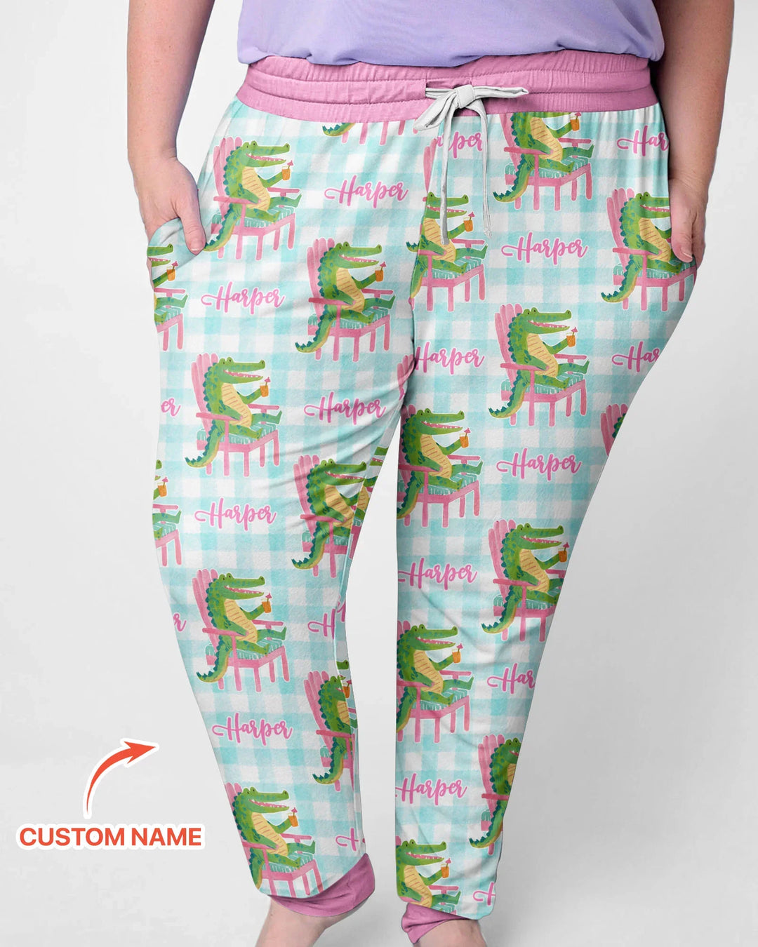 Damen-Schlafanzugset aus Bambus „Preppy Later Gator“ mit individuellem Namen
