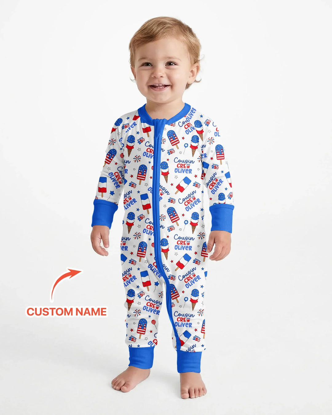 Custom Name 4th of July Cousin Crew Bamboo Convertible Zippy