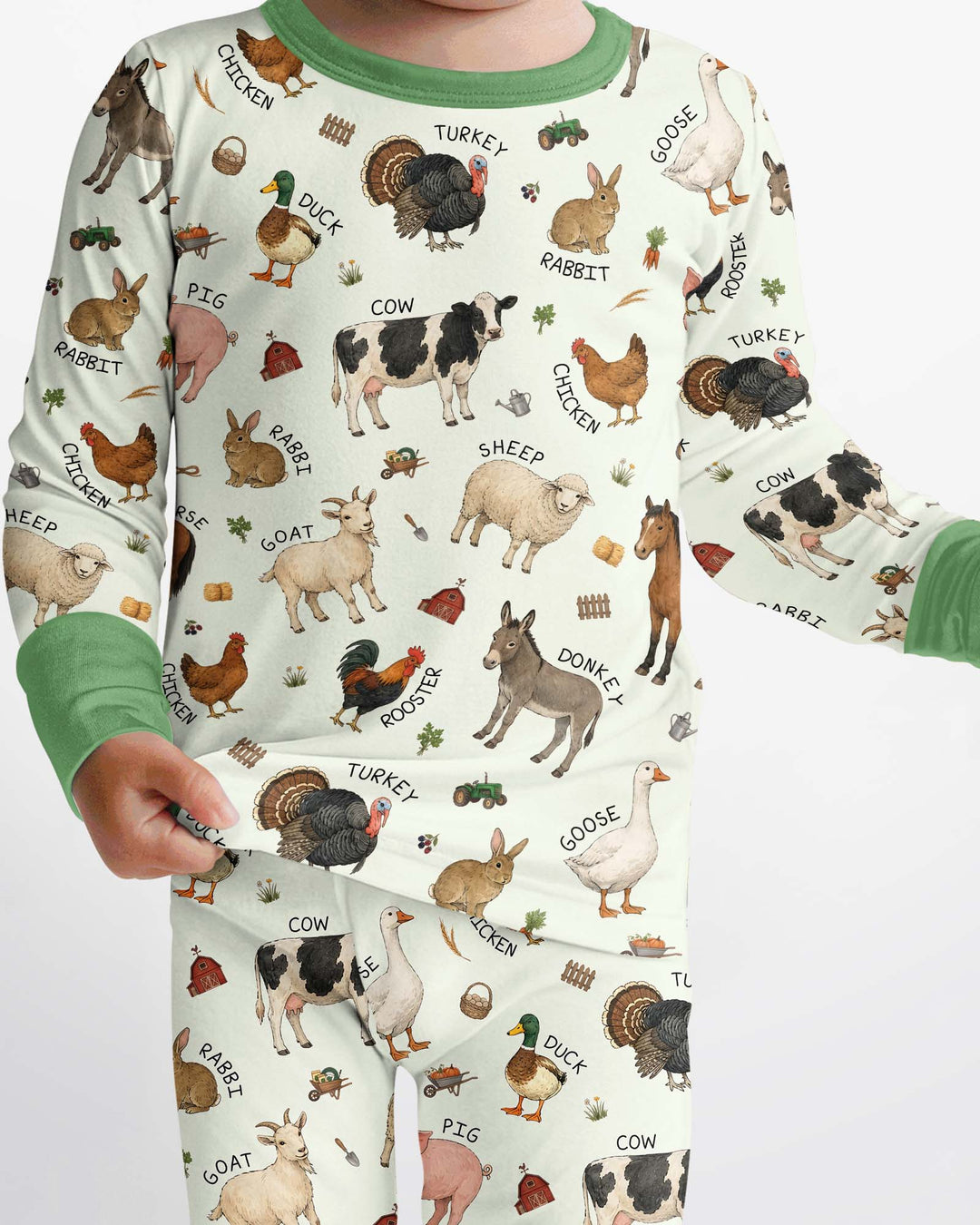 Barnyard Animals Bamboo Two Piece Long Sleeve Pajama Set
