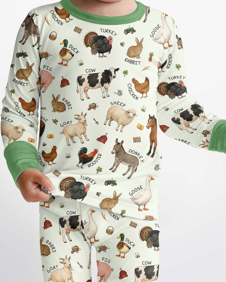Barnyard Animals Bamboo Two Piece Long Sleeve Pajama Set