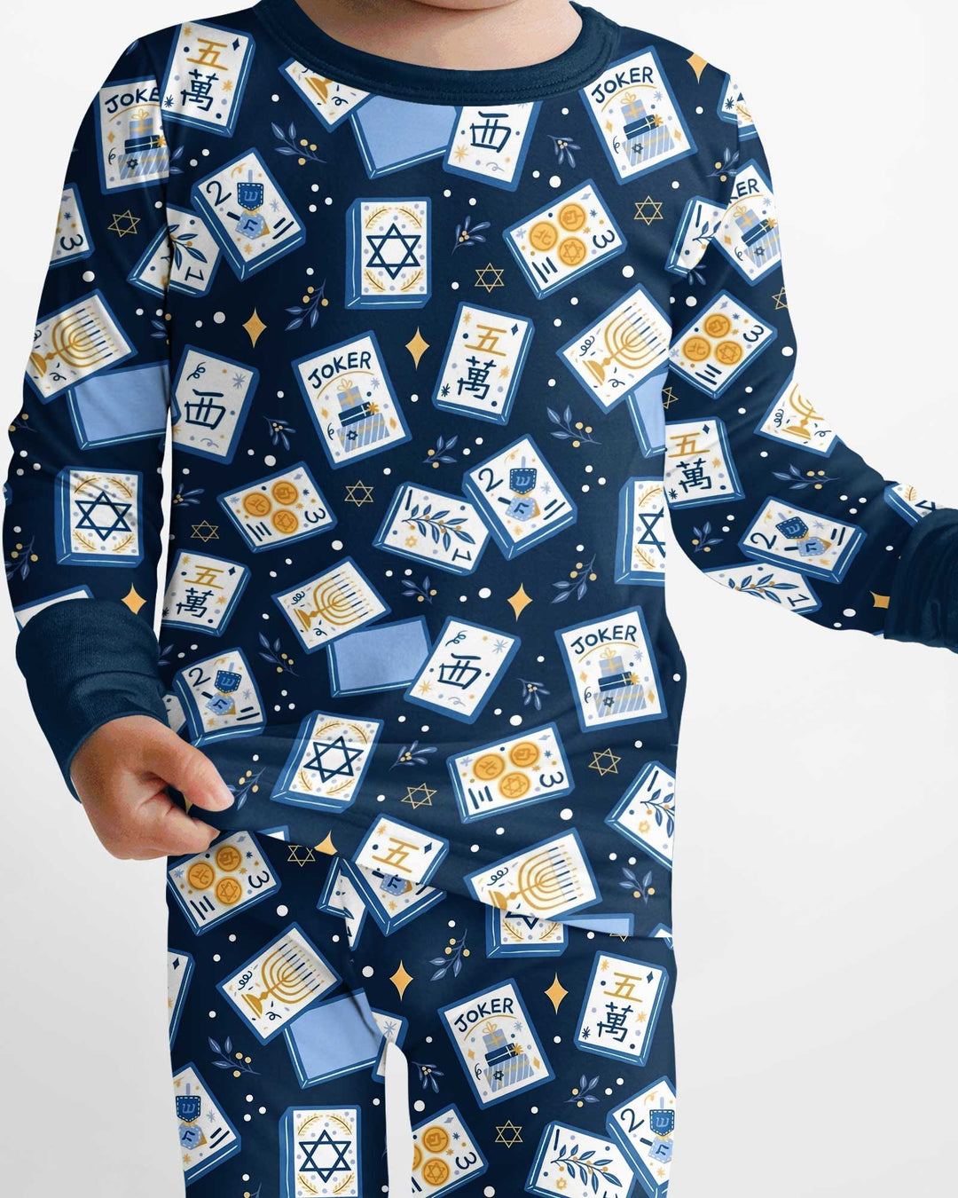 Mahjong Tov Hanukkah Family Matching Bamboo Two Piece Long Sleeve Pajama Set