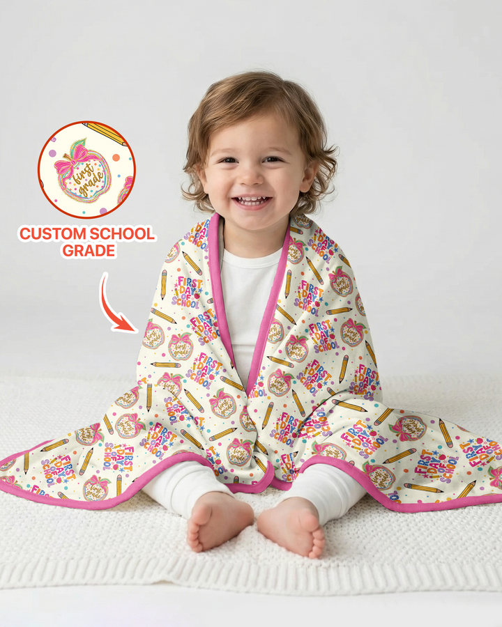 Custom School Grade First Day Cutie Bamboo Blanket