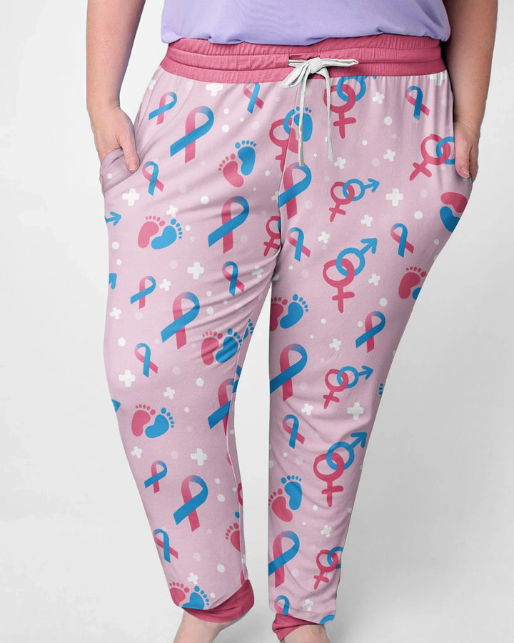 Damen-Pyjama-Set aus Bambus, blau und rosa, „Infertility Awareness“