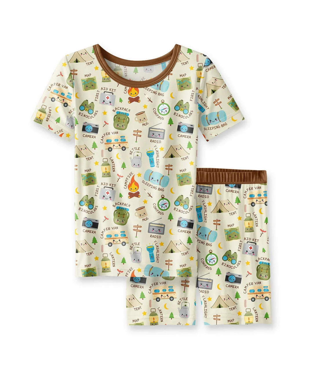 Template Zweiteiliges Pyjama-Set mit kurzen Ärmeln und Shorts