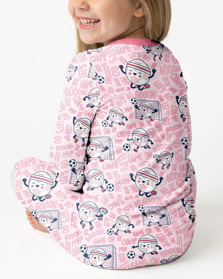 Happy Soccer Ball Family Matching Bamboo Two Piece Long Sleeve Pajama Set